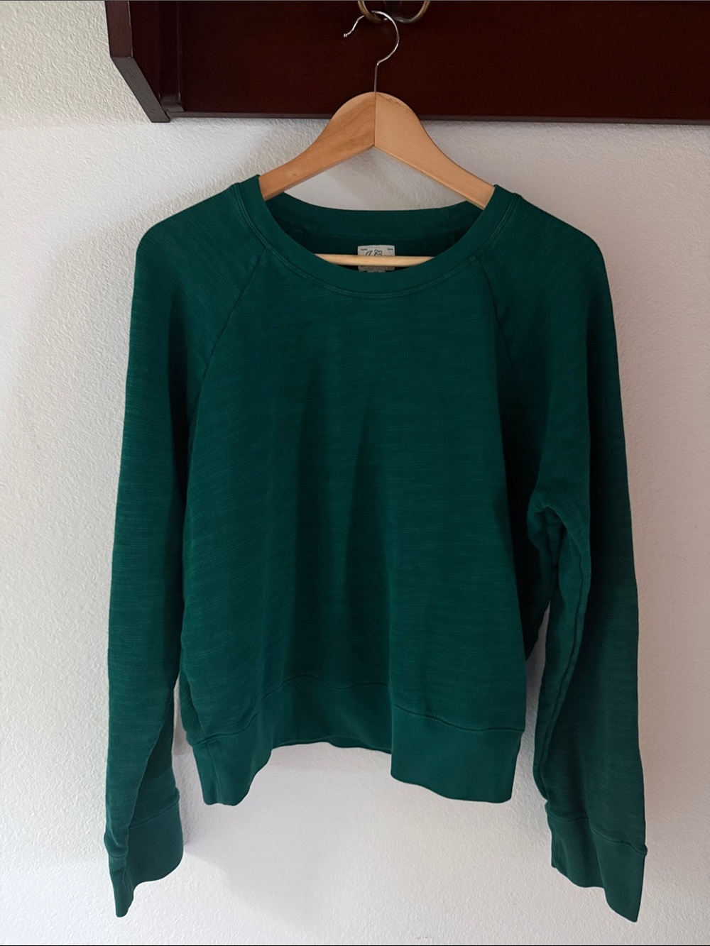J. Crew Vintage Fleece Dark Teal Evergreen Crewneck Sweatshirt, Slightly Cropped